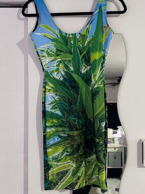 Burning Artists Collective Printed Spandex Reversible Bodycon Festival Dress